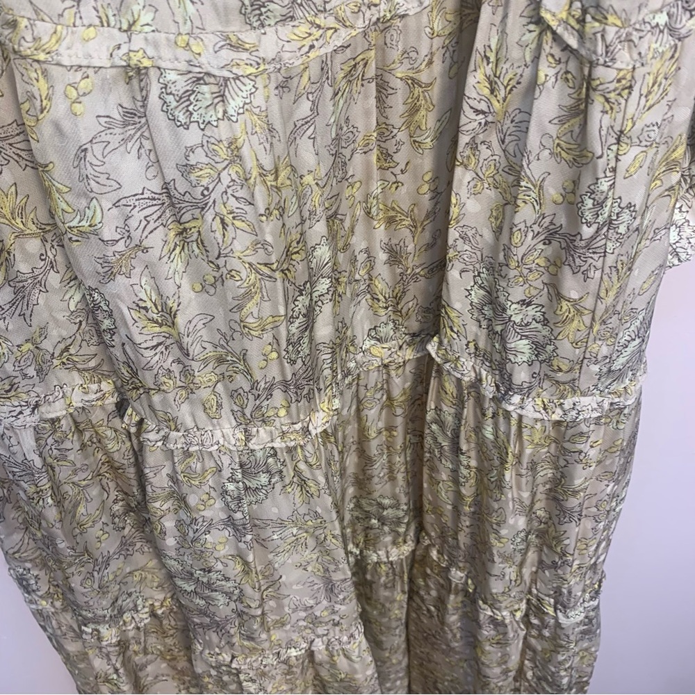 Current air Anthropologie Floral Satin Tiered Maxi Dress Long Sleeve - Picture 9 of 12